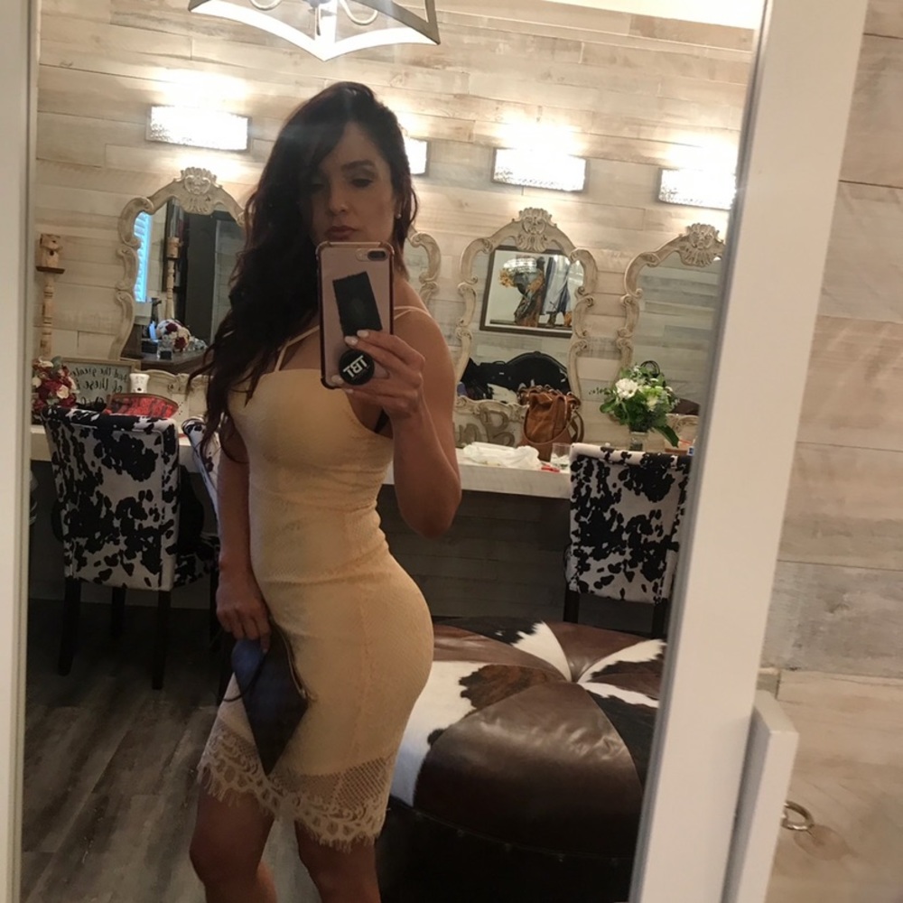 Peach lace dress super sexy